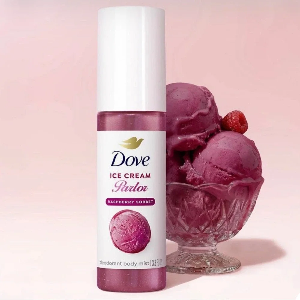 Dove Ice Cream Parlor Raspberry Sorbet Deodorant Body Mist 3.3 fl oz Spray